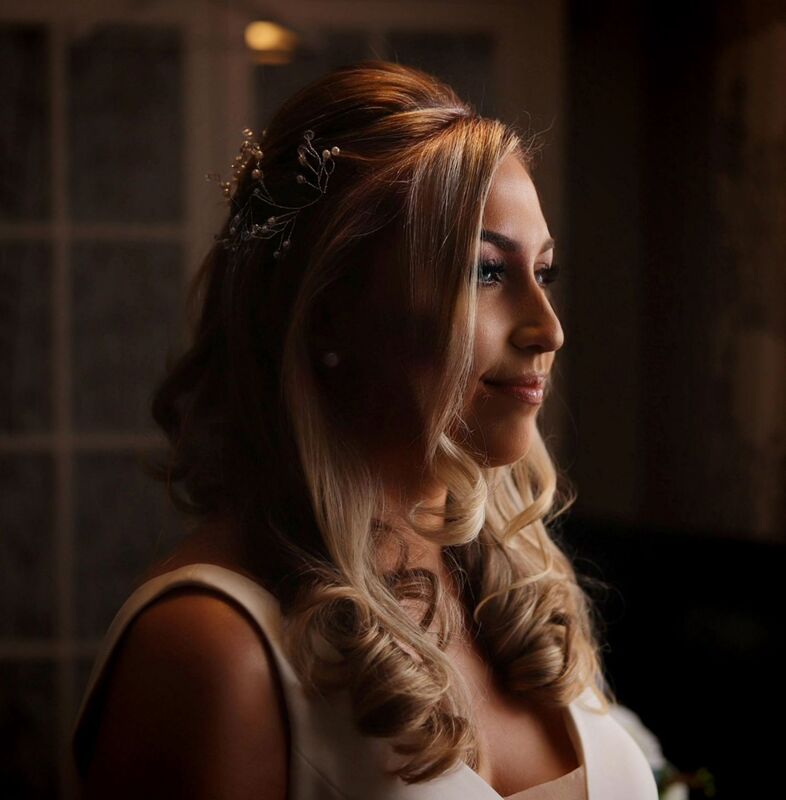stunning bride looking nervous on her wedding day  